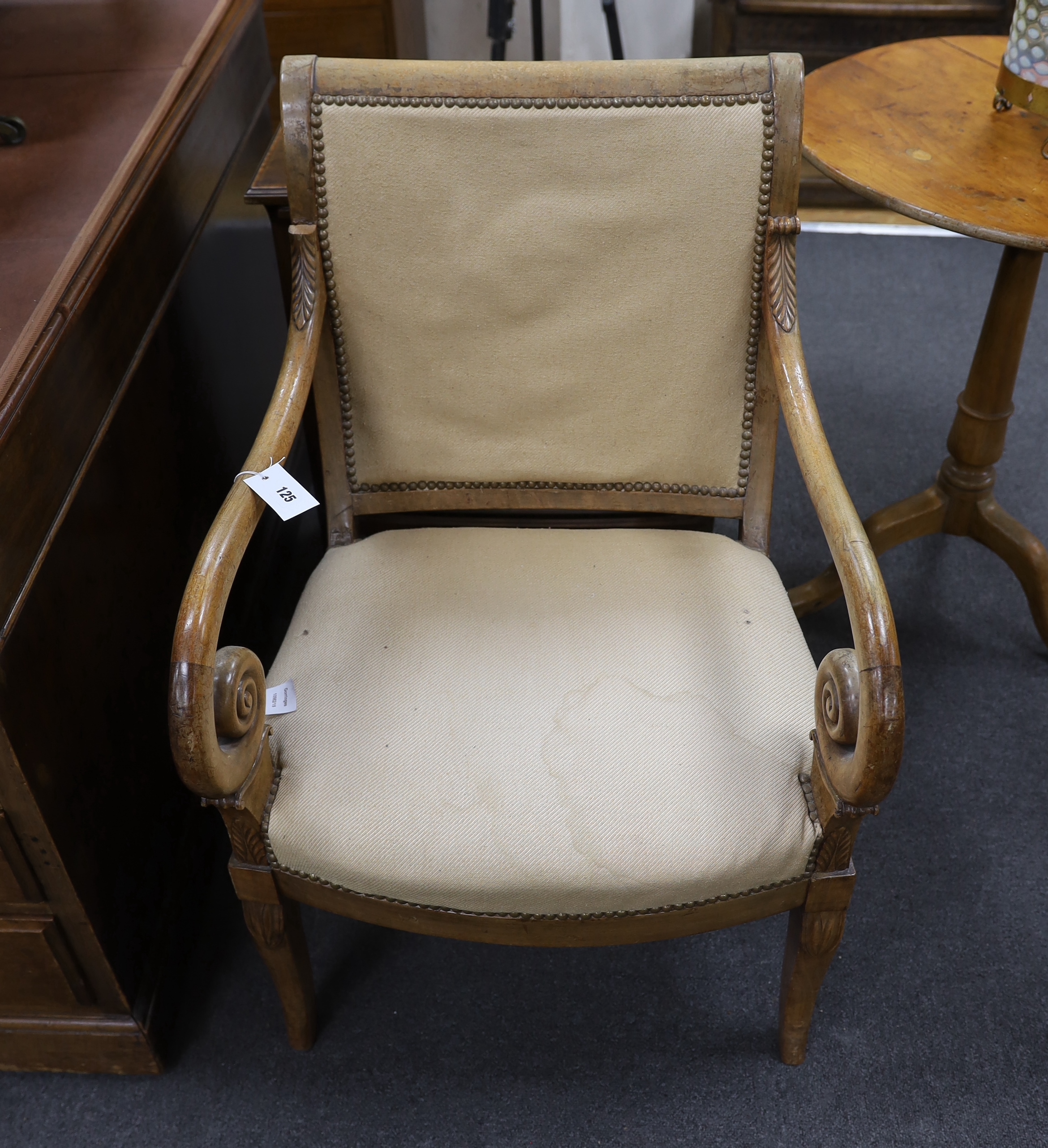 A French Second Empire fauteuil, width 55cm, depth 51cm, height 86cm